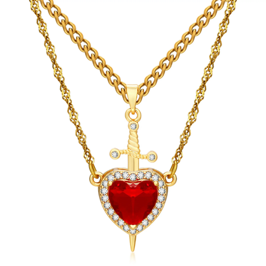 COFFRET COLLIER DUO COEUR_EPEE