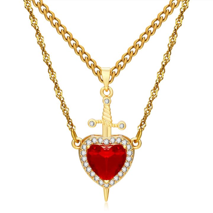 COFFRET COLLIER DUO COEUR_EPEE