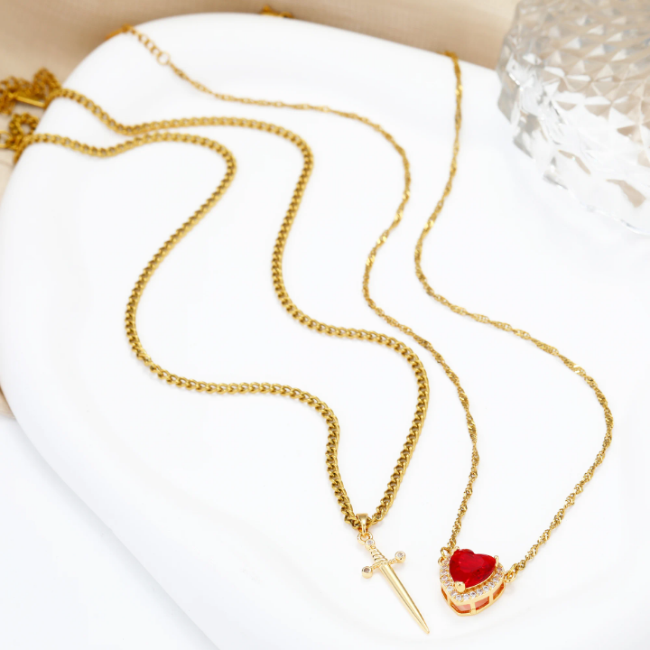 COFFRET COLLIER DUO COEUR_EPEE