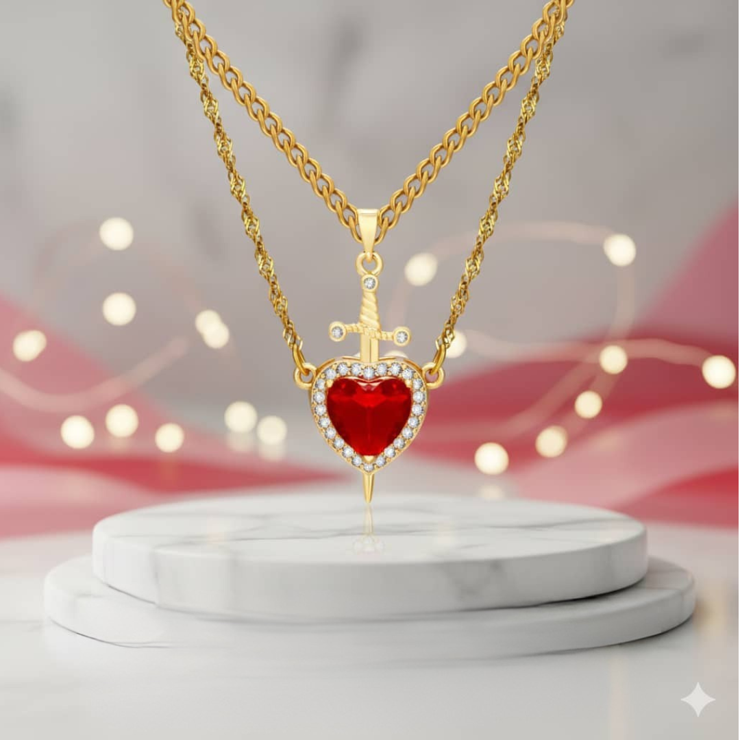 COFFRET COLLIER DUO COEUR_EPEE